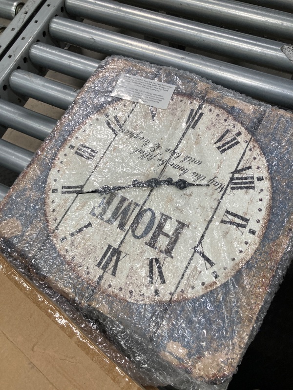 Photo 1 of ***CLOCK NEEDS REPAIR**Stonebriar SB-6158A Worn Blue 15" Square White Wall Clock