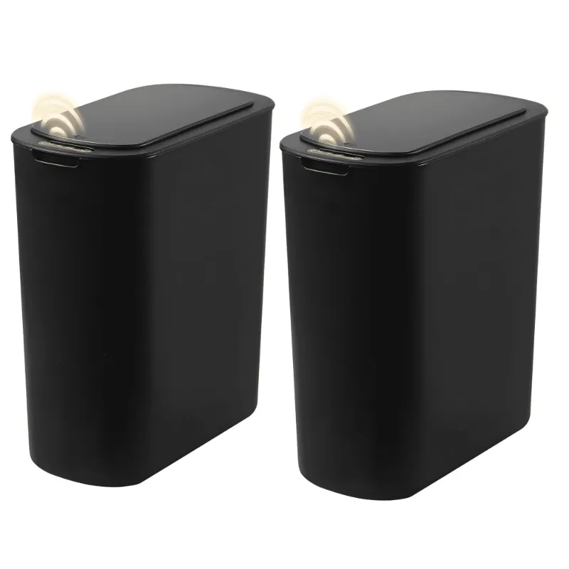 Photo 1 of 2 Pack 3.2 Gallon Automatic Touchless Garbage Can, Small Motion Sensor Smart Trash Can, Slim Waterproof Trash Bin for Bedroom, Bathroom, Office, Living Room, Black   ***(SOME SCUFFS/SCRATCHES, BOX RIPPED/TORN)***
