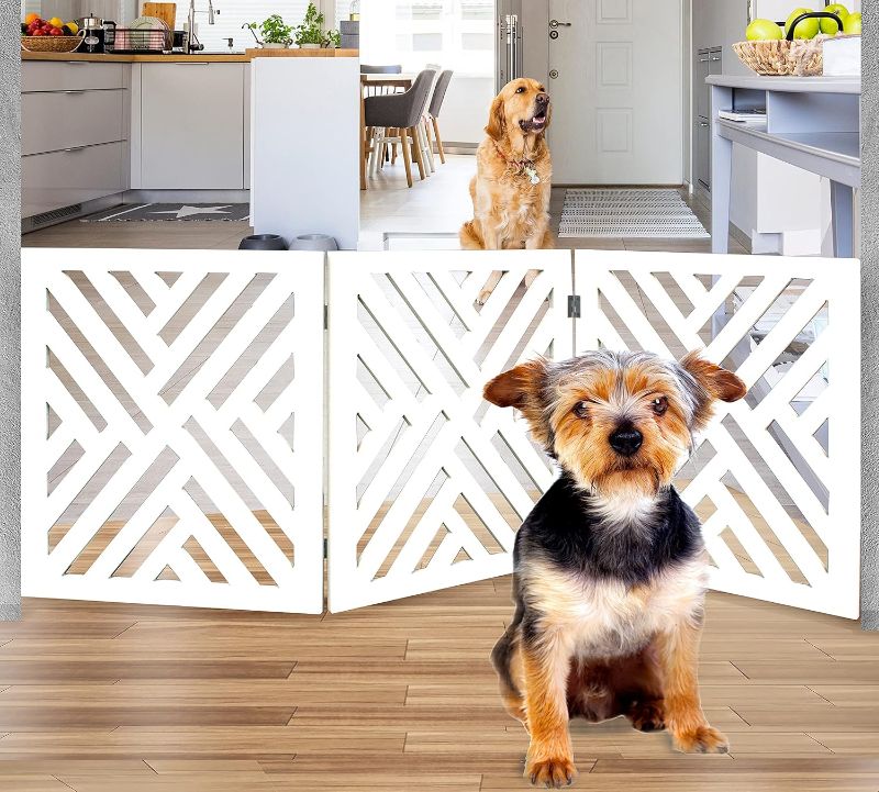 Photo 1 of ***for reference** Freestanding Dog Gate Expandable Decorative Wooden Fence for Small to Medium Pet Dogs