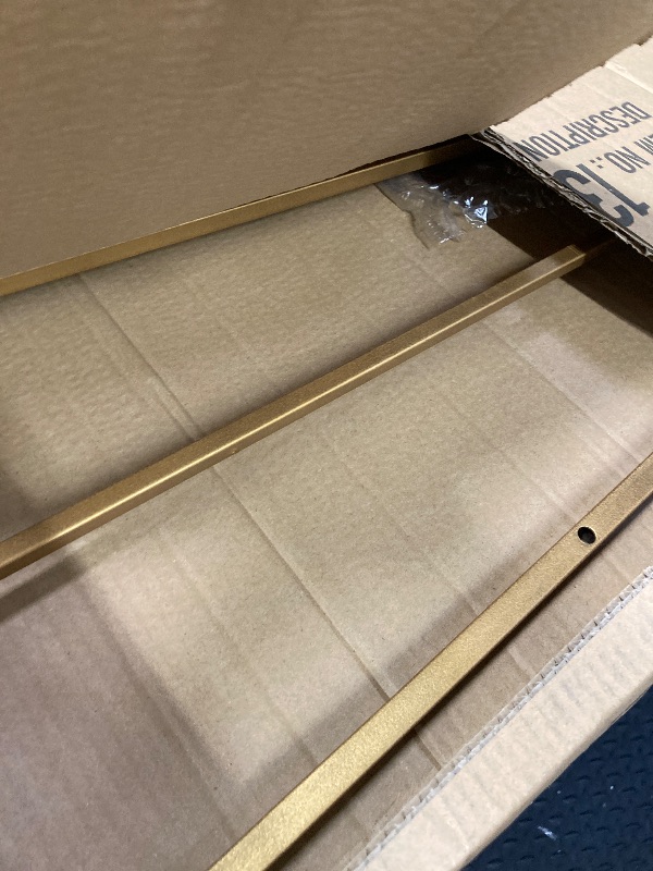 Photo 1 of 18.25"L x 25.5"W x 55"H Metal Scroll Extra Large Free Standing Adjustable Display Stand Easel with Chain Support, Heavy Duty Easel for Sign, Wedding, Picture Frame, Mirror, Gold (No Assembly Required)