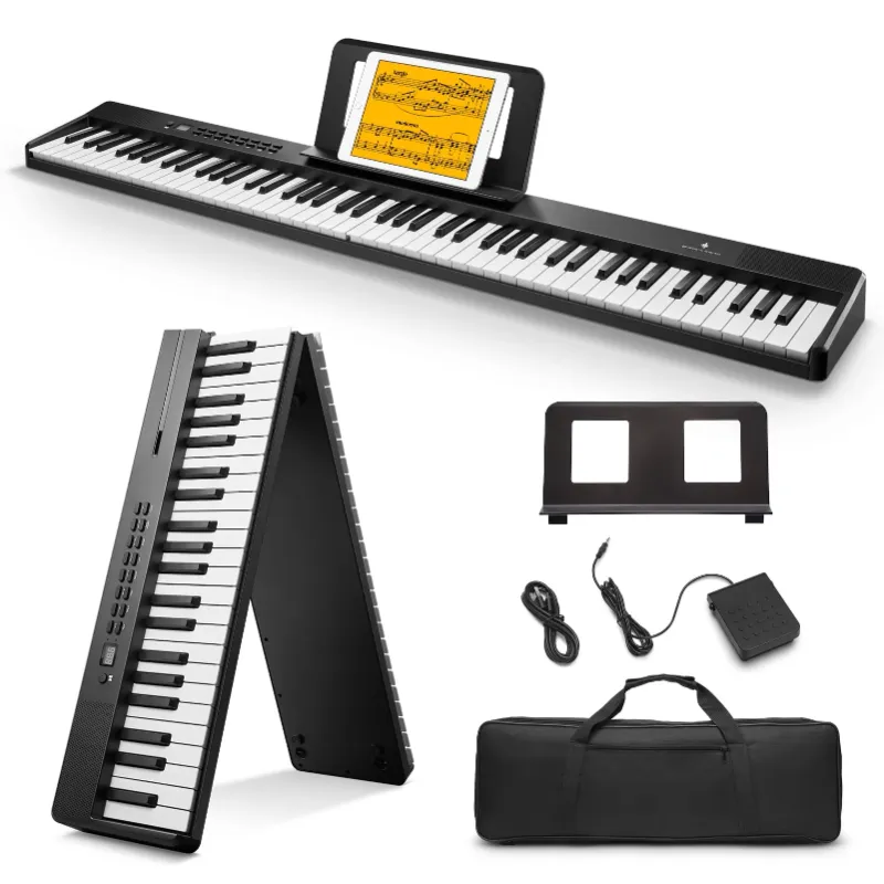 Photo 1 of Donner DP-10 Portable Piano Keyboard 88 Keys for Beginner, Bluetooth Foldable Piano Keyboard with 128 Rhythms&Tones, Chord, Record, Drum Kit, Folding Digital Piano Bundle with Pedal, Piano Bag, Black
