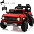 Photo 1 of 24V 2 Seater Ride on Cars for Big Kids, Licensed Ford Bronco Raptor Powered Ride on Toy Truck with Remote Control, Spring Suspension, Bluetooth, LED Light, Electric Car for Kids 3-8 Boys Girls, Red
