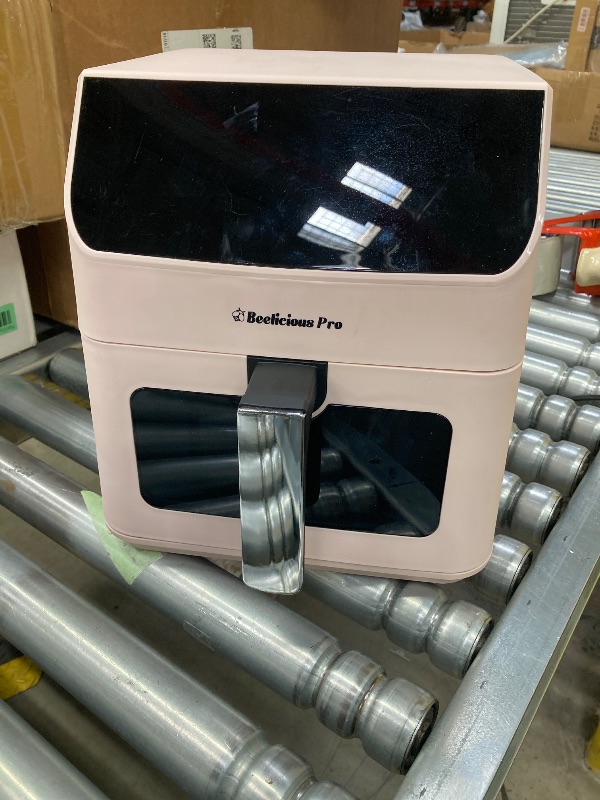 Photo 1 of ***(SELLING AS PARTS ONLY -DOESN'T TURN ON)***  
Air Fryer, Beelicious 8-in-1 Smart Compact 4QT Air Fryers, Shake Reminder,450°F Digital Airfryer with Flavor-Lock Tech, Tempered Glass Display, Dishwasher-Safe & Nonstick, Fit for 1-3 People, Pink