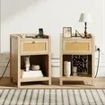 Photo 1 of 
Furpezoo Rattan Nightstand Set of 2 With Built-in Charging Station Outlets , Side Table with 1 Drawer, End Table for Living Room or Bedroom
