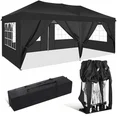 Photo 1 of **DAMAGED FRAME/PARTS ONLY**SANOPY 10' x 20' EZ Pop Up Canopy Tent Party Tent Outdoor Event Instant Tent Gazebo with 6 Removable Sidewalls and Carry Bag, Black