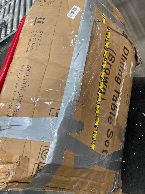 Photo 1 of ***(MISSING PARTS/INCOMPLETE SELLING AS IS PARTS ONLY, BOX RIPPED/TORN)***  IDEALHOUSE 5 Piece Dining Table Set, Industrial Style Dining Table and Chairs Set for 4, Kitchen Table Set for Dining Room Kitchen Apartment, Brown