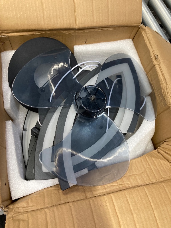 Photo 1 of **PLASTIC BLADES TO FAN ARE CRACKING**LENIVER 30" Ceiling Fan with Lights Remote Control, Modern Low Profile Flush Mount Ceiling Fan with Lights? Dimmable Ceiling Fans 3 Color 6 Speed for Bedroom Living Dining Room Kitchen - Black