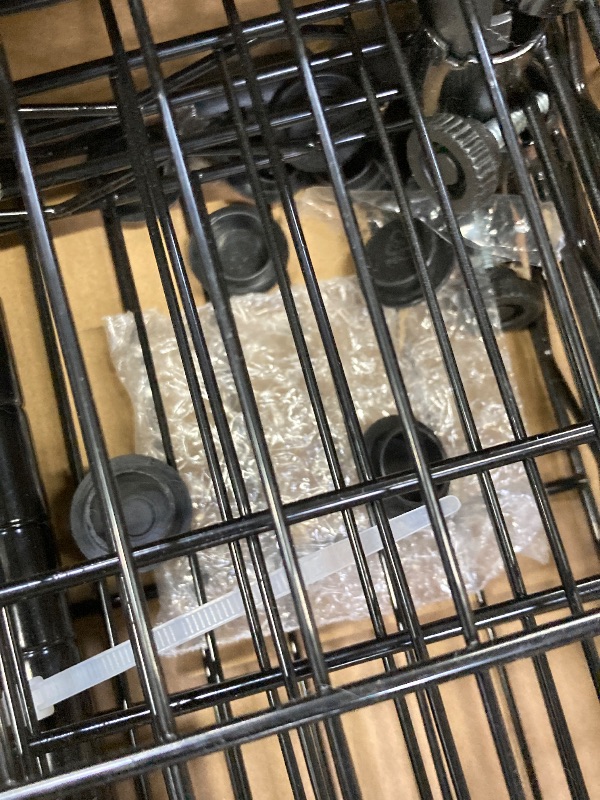 Photo 1 of ***MISSING PARTS, NO WHEELS, MISSING LINER***  
SINGAYE 5 Shelves Storage Shelf Wire Closet Bathroom Organizers Metal Pantry Kitchen Garage Shelving Unit Laundry Room Organization Home Rack Net Basket Black