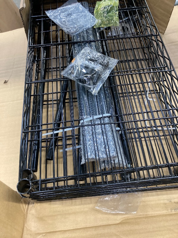Photo 1 of ***MISSING PARTS, NO WHEELS, MISSING LINER***  
SINGAYE 5 Shelves Storage Shelf Wire Closet Bathroom Organizers Metal Pantry Kitchen Garage Shelving Unit Laundry Room Organization Home Rack Net Basket Black
