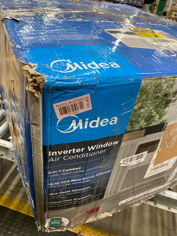 Photo 1 of Midea 18,000 BTU Smart Inverter Window Air Conditioner with APP, Alexa Control, 208/230V AC Unit Cools up to 1,000 Sq. Ft, Quiet Operation, Energy Saving, Remote & Easy Installation Kit, White
