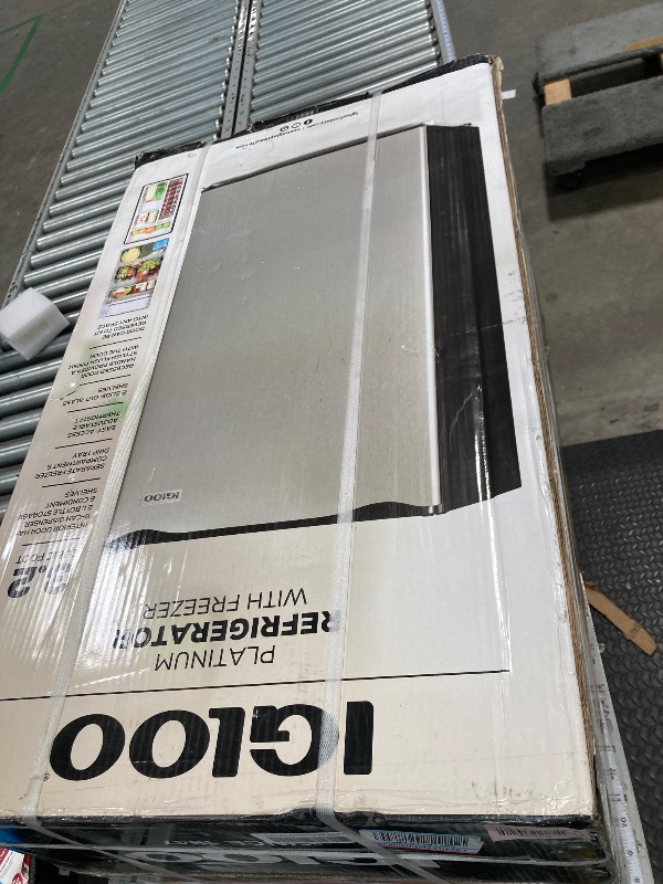 Photo 1 of Igloo 3.2 Cu.Ft. Single Door Compact Refrigerator with Freezer - Slide Out Glass Shelf, Perfect for Homes, Offices, Dorms - Platinum