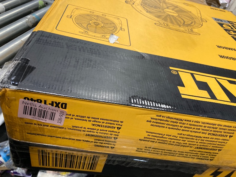 Photo 1 of DEWALT DXF1840 Floor Fan, Industrial Fans, 18 Inch High Velocity Fan with 3-Speed Heavy Duty Air Circulator and 180 Adjustable Tilt, Large Electric Metal Rotating Garage Fan, Drum fan for Work, Yellow