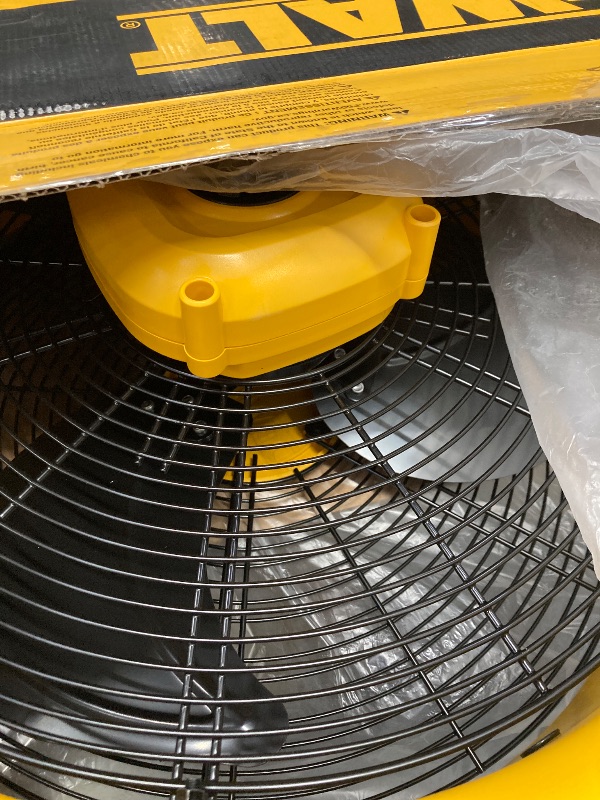 Photo 1 of DEWALT DXF1840 Floor Fan, Industrial Fans, 18 Inch High Velocity Fan with 3-Speed Heavy Duty Air Circulator and 180 Adjustable Tilt, Large Electric Metal Rotating Garage Fan, Drum fan for Work, Yellow