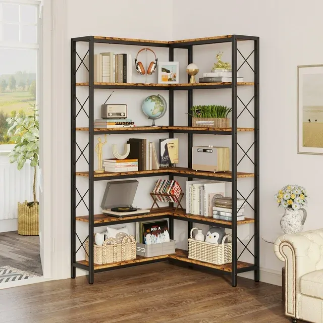 Photo 1 of ***(SELLING AS PART ONLY ***MISSING PIECES) IRONCK 6-Tier Corner Shelf, Industrial Display Bookshelf, Freestanding Bookcase for Living Room Home Office, 31.5"W

