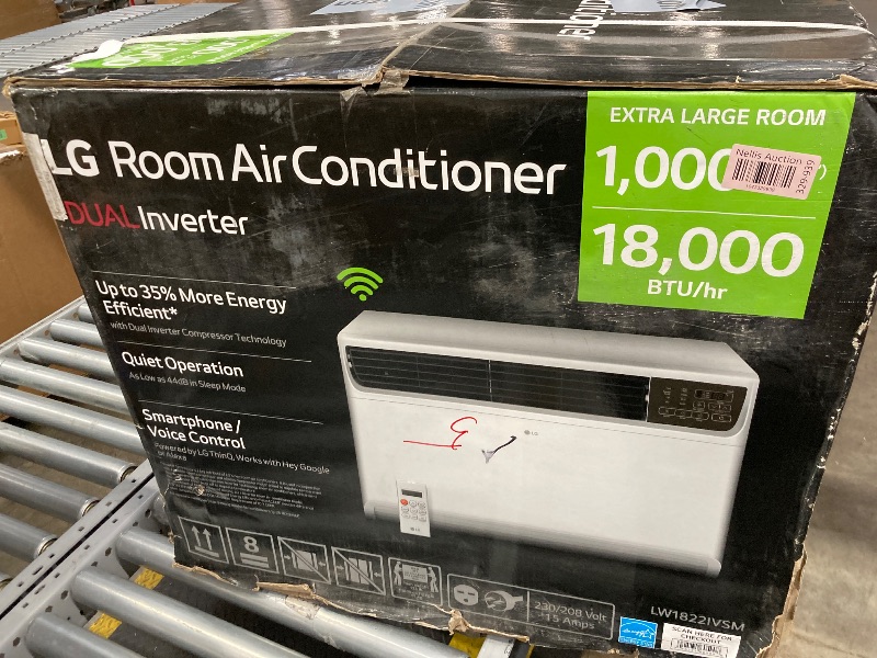 Photo 1 of **230/208 PLUG**LG 18,000 BTU DUAL Inverter Smart Window Air Conditioner, 230V, Cools 1,000 Sq. Ft. for Bedroom, Living Room, Apartment, Ultra Quiet Operation, ENERGY STAR®, with LG ThinQ, Amazon Alexa & Hey Google