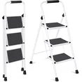Photo 1 of 3 Step Ladder, VQJTCVLY Folding Step Stool with Wide Anti-Slip Pedal, 330lbs Sturdy Steel Ladder, Convenient Handgrip, Lightweight, Portable Steel Step Stool