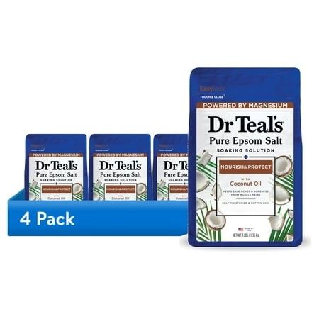 Photo 1 of (4 Pack) Dr Teal S Epsom Salt Magnesium Soak Nourish & Protect with Coconut Oil 3 Lbs