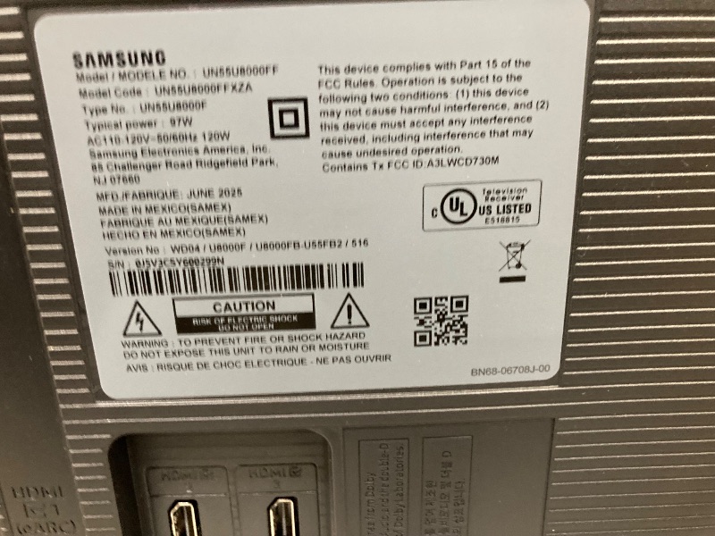 Photo 1 of Samsung 55-Inch Class Crystal UHD U8000F 4K Smart TV (2025 Model) Endless Free Content, Crystal Processor 4K, MetalStream Design, Knox Security, Alexa Built-in