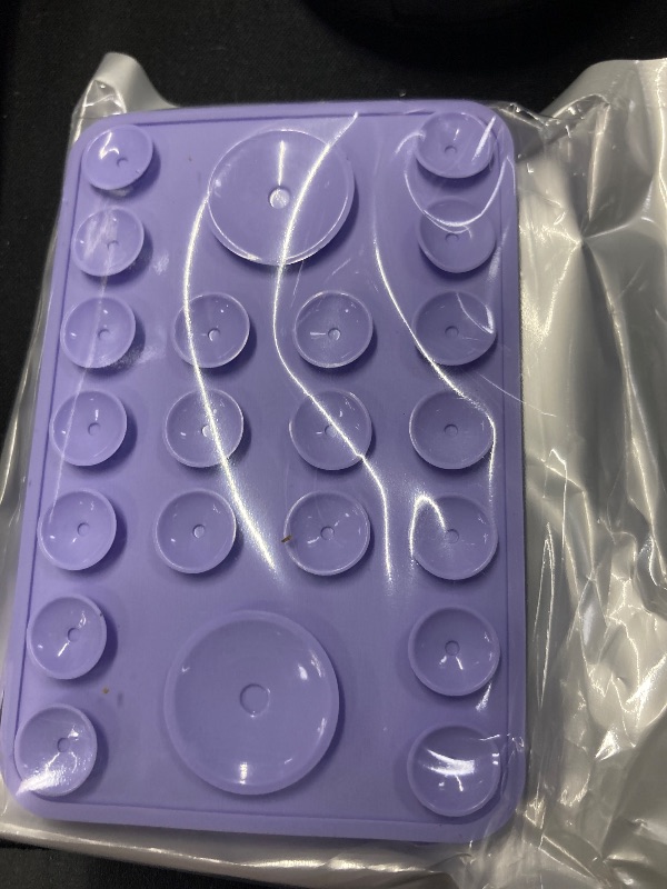 Photo 1 of 2 Pcs Suction Mount Phone Magnetic Holder Suction Phone Sticky Grip Compatible with iPhone 16/15/14/13/12 for Sticky Grip Double Sided Cell Holder for Hands-Free Strong Mirror Shower(Purple)