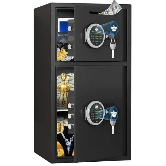 Photo 1 of 6.0 Cu ft Extra Large Home Safe Box Fireproof Waterproof, Digital Home Security Safe Box with Deposit Slot & Metal Storage Box, Soft Lining Money Safe with Backlit Keypad & Dual Alarm for Home Office
