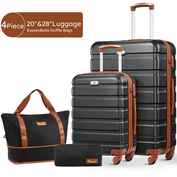 Photo 1 of 4 pcs travel luggage sets, 20 28 inch carry-on and checked luggage, and expandable duffle bags
