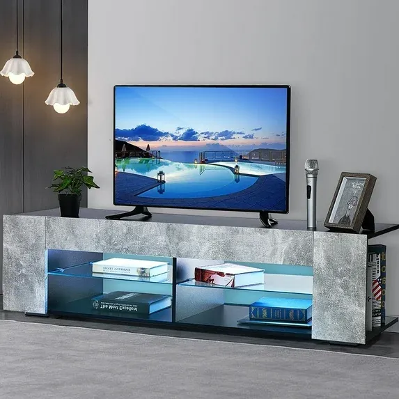 Photo 1 of Hommpa LED TV Stand TV Cabinet for TVs up to 65" with Side Bookshelf and 4 Open Shelves Modern Television Media Console Entertainment Center