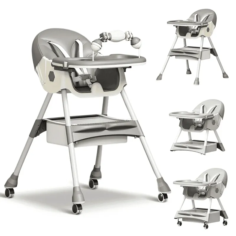 Photo 1 of ***(MISSING PARTS- SELLING AS PARTS ONLY)*** 
HENG Co. 4 in 1 Baby High Chair, Foldable Toddler Dining Booster Seat, for 0-24 Months Infants,Gray