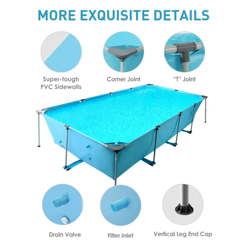 Photo 1 of 15FT Rectangular Frame Swimming Pool Metal Outdoor Backyard Above Ground Pool Family Adults Splash

