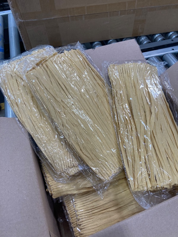 Photo 1 of 105 ft Natural Raffia Grass Table Skirts Fringes Hawaiian Luau Straw Grass Skirt for Tropical Hawaiian Party Tiki Bar Roof Decoration Summer Beach Party Decorations, 157 x 12 Inch, 8 Pcs in Total