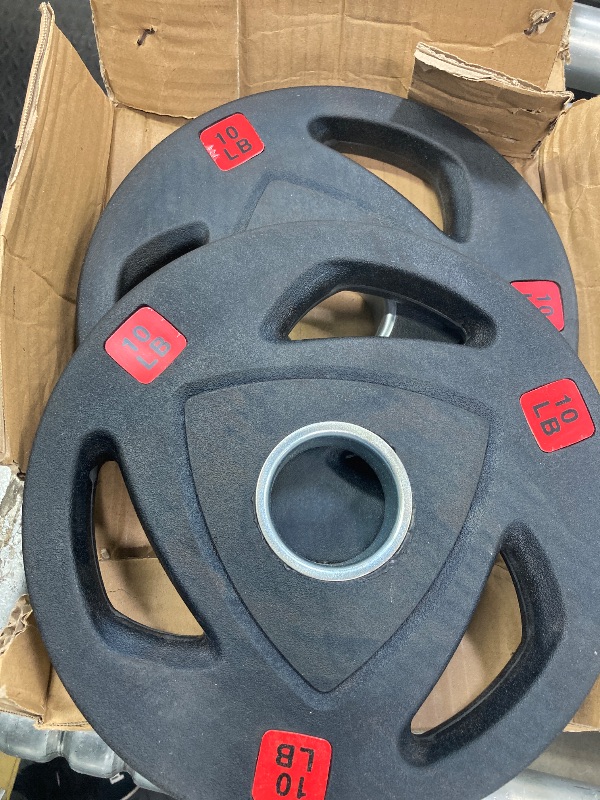 Photo 1 of **ONLY 2- 10LB WEIGHTS**Fitvids Olympic Cast Iron 2-Inch Weight Plate for Strength Training & Weightlifting, 