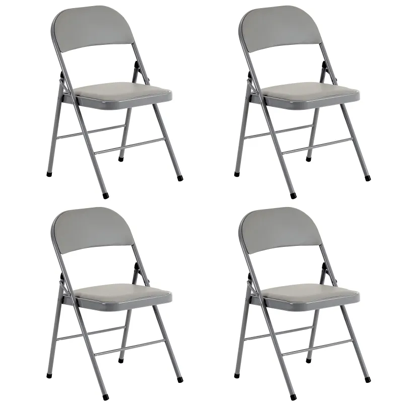 Photo 1 of  Set of 4 Padded Folding Chair Portable Dining Chairs Heavy Duty Party Chairs with Metal Frame Gray
