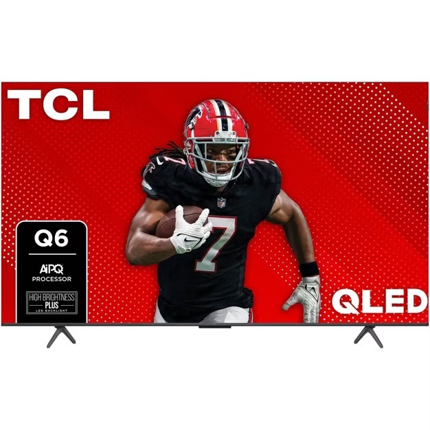 Photo 1 of ** screen cracked see pictures**TCL 65 inch Q series smart TV ultra wide color gambit 4K ultra HD resolution Dolby Vision HDR Dolby Atmos motion rate 120 Bluetooth personal audio auto game mode three HDMI inputs fire TV