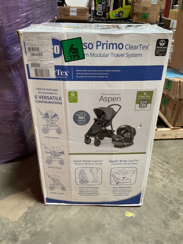 Photo 1 of *CAR SEAT AND ACCESSORIES ONLY* Chicco Corso Primo ClearTex Travel System - Aspen | Black