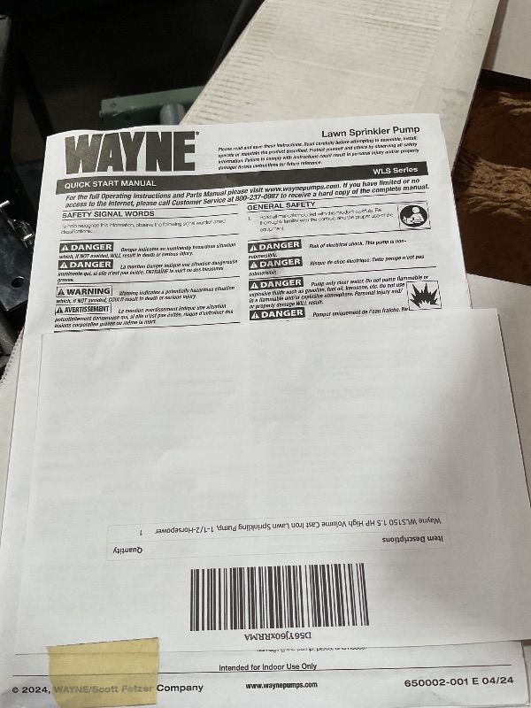 Photo 1 of *FOR PARTS ONLY/ HOUSING BROKEN* Wayne WLS150 1.5 HP High Volume Cast Iron Lawn Sprinkling Pump, 1-1/2-Horsepower
