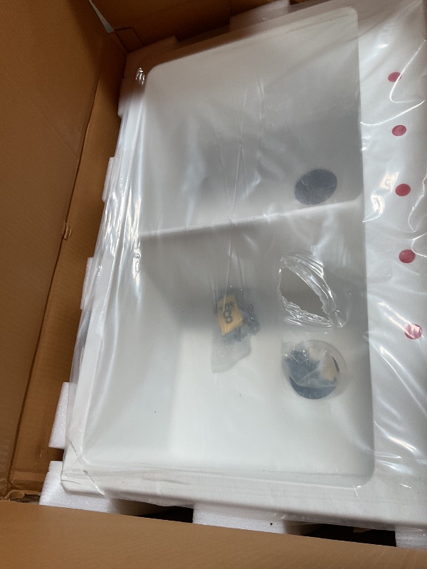 Photo 1 of 33" Elgin 60/40 Offset Double-Bowl Cast Iron Drop-in Kitchen Sink - Single Hole - White