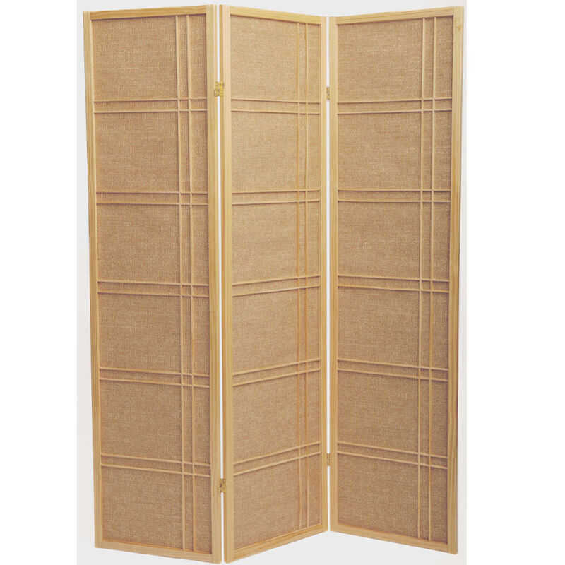 Photo 1 of 3 Panels Room Divider Privacy Screen Rattan Cane Webbing Insert Natural Color Frame