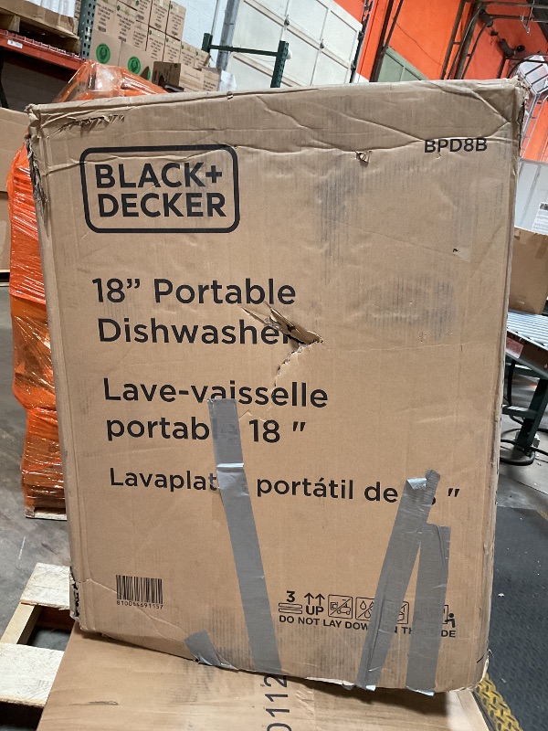 Photo 1 of *DENT/ DAMAGED WHEELS* PORTABLE DISHWASHER ON WHEELS 18” WITH WORKTOP SPACE 8 PLACE-SETTING CAPACITY STAINLESS STEEL WITH FAUCET CONNECT BLACK+DECKER
