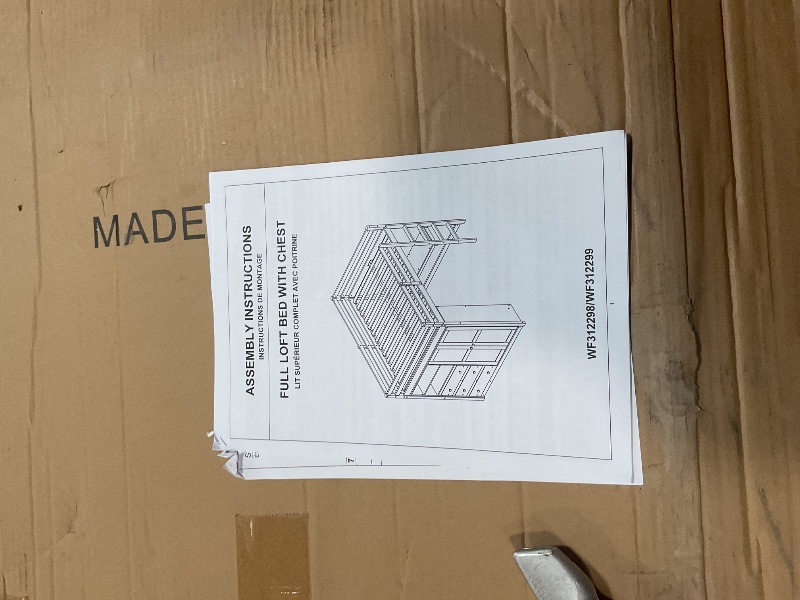 Photo 1 of *ONLY BOX 1 OF 2* Brisca Wood Full Size Loft Bed with Built-in Wardrobe,Desk,2-Tier Storage Shelves and 3 Drawers,Upper Bunk W/Full-Length Guardrails,for Apartment,Bedroom,Guest Room,Gray153
