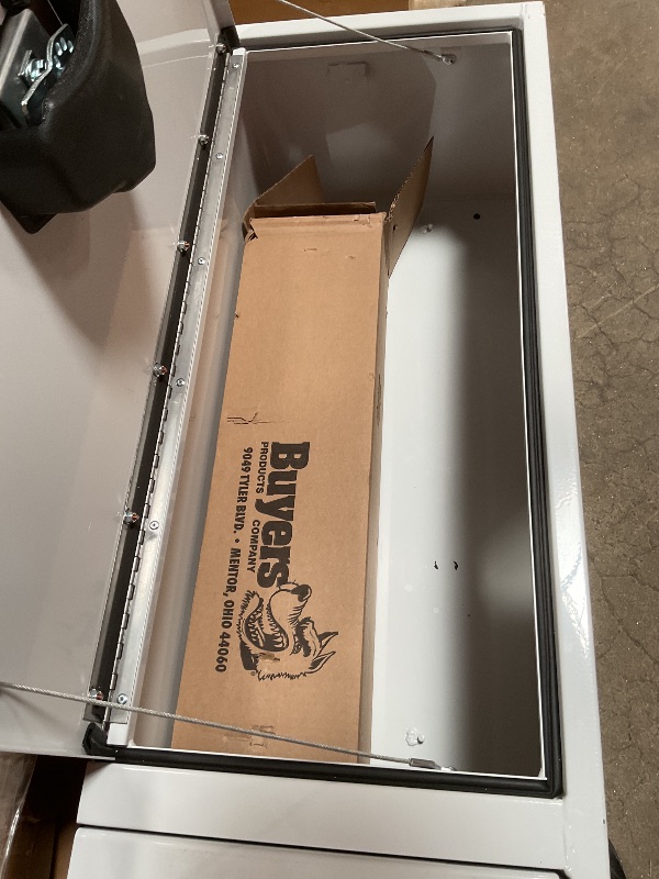 Photo 1 of **DENTS AND SCUFFS**Buyers Products 1702840 White Steel Topsider Truck Box With T-Handle Latch, 16 x 13 x 72 Inch, Truck Tool Box For Storage And Organization, Lockable Tool Chest For Work Trucks
