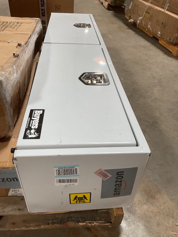 Photo 1 of **DENTS AND SCUFFS**Buyers Products 1702840 White Steel Topsider Truck Box With T-Handle Latch, 16 x 13 x 72 Inch, Truck Tool Box For Storage And Organization, Lockable Tool Chest For Work Trucks
