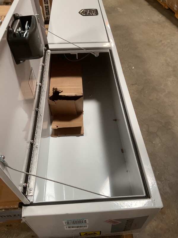 Photo 1 of **DENTS AND SCUFFS**Buyers Products 1702840 White Steel Topsider Truck Box With T-Handle Latch, 16 x 13 x 72 Inch, Truck Tool Box For Storage And Organization, Lockable Tool Chest For Work Trucks
