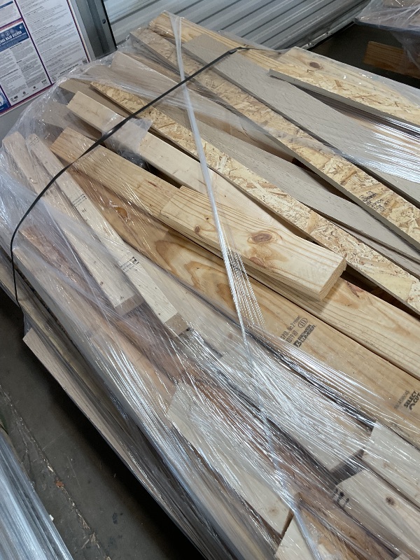 Photo 1 of **3 LONG PALLETS // LONGEST PALLET IS 122 INCHES LENGTH// WILL NEED A TRUCK TO PICKUP** Handy Home Products Windemere 10x12 Do-it-Yourself Wooden Storage Shed with Floor, Beige