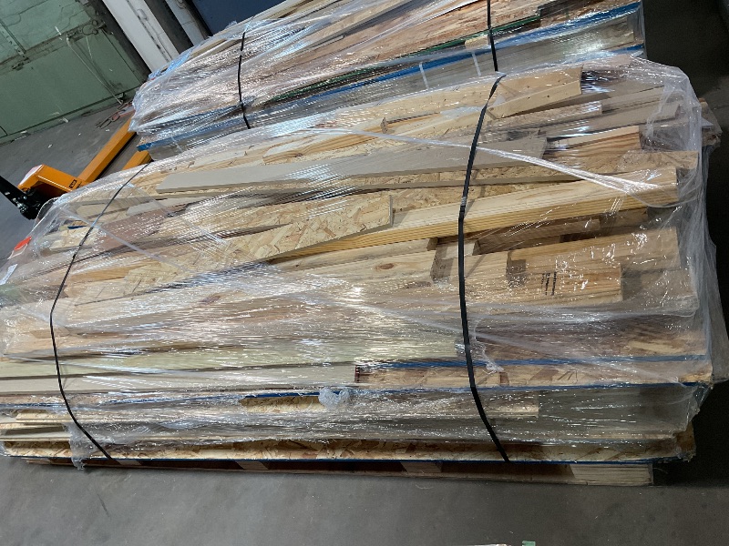 Photo 1 of **3 LONG PALLETS // LONGEST PALLET IS 122 INCHES LENGTH// WILL NEED A TRUCK TO PICKUP** Handy Home Products Windemere 10x12 Do-it-Yourself Wooden Storage Shed with Floor, Beige