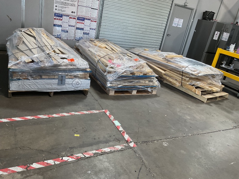 Photo 1 of **3 LONG PALLETS // LONGEST PALLET IS 122 INCHES LENGTH// WILL NEED A TRUCK TO PICKUP** Handy Home Products Windemere 10x12 Do-it-Yourself Wooden Storage Shed with Floor, Beige