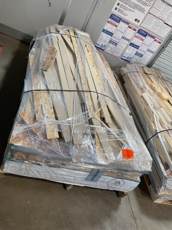 Photo 1 of **3 LONG PALLETS // LONGEST PALLET IS 122 INCHES LENGTH// WILL NEED A TRUCK TO PICKUP** Handy Home Products Windemere 10x12 Do-it-Yourself Wooden Storage Shed with Floor, Beige