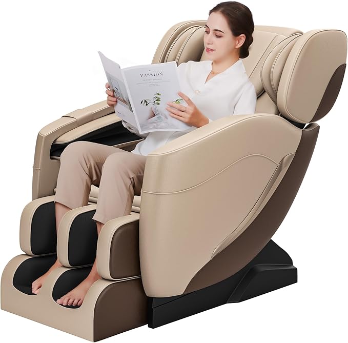 Photo 1 of 2025 Zero Gravity Massage Chair Full Body, with 6 Auto Modes, Foot Massage, Waist Heating, Bluetooth, Khaki and Brown