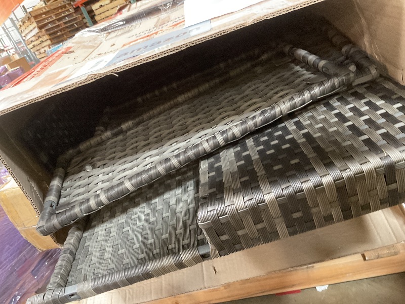 Photo 1 of **SELLING FOR PARTS AS PARTIAL SET. **KEIKI 6Pcs Outdoor Patio Sectional Couch Sofa Conversation Furniture Sets with Chair, Storage Corner Cabinet, Glass Top Coffee Table & Cushion, Wicker Woven Seating for Backyard Lawn