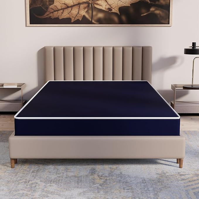 Photo 1 of 5/7/8/10 Inch Medium Firm Water-Resistance Vinyl Foam Mattress, Easy to Clean, Comfortable & Noise Free, Queen, Blue