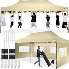 Photo 1 of *PICTURE USED AS REFERENCE COBIZI 10x20 Pop up Canopy Tent 10x20 Canopy with 6 Sidewalls Waterproof Heavy Duty Gazebo Commercial Canopy Tent for Parties Outdoor Tent Gazebo Tent, Carry Bag with Wheel(10x20ft, Khaki)