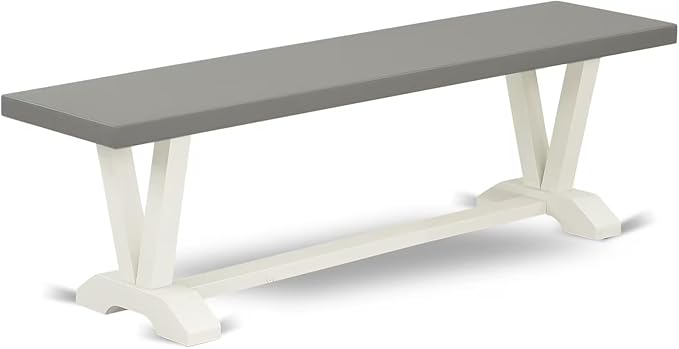 Photo 1 of *BENCH TOP ONLY East West Furniture VB096 V-Style Mid Century Modern Dining Bench with Solid Wood Seat, 60x15x18 Inch, Cement